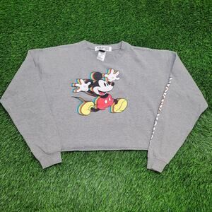 Mickey-Mouse Cropped Sweatshirt Womens Medium 21x17 Baggy